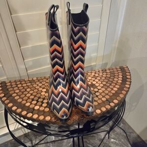 Chevron Patterned Rain Boots